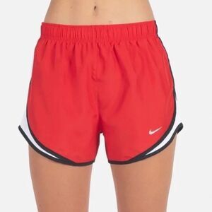NIKE XL Tempo DRI-FIT Hot Red White Mesh Black Trim Athletic Running Shorts